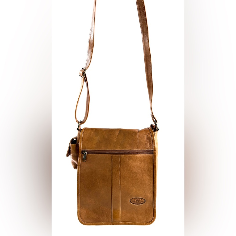 Vintage Puro Cuero Leather Ranch Brown Leather Messenger Crossbody Bag Sling